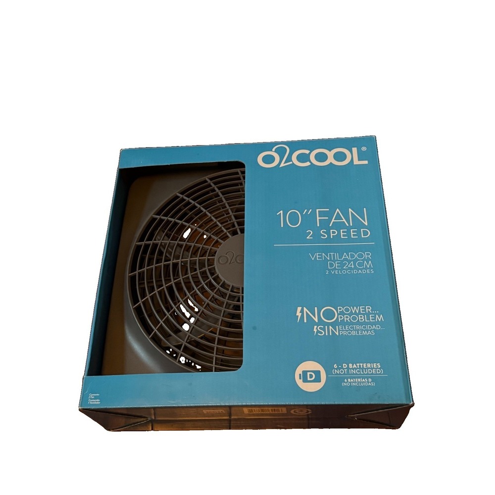 o2COOL 10" Portable Battery Powered Fan 2 Speed Gray New Open Box FD10001 Camp